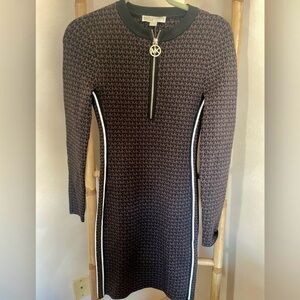 Michael Kors Logo Zipper Bodycon Dress M